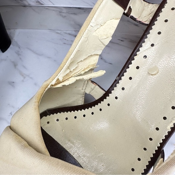 Franco Sarto Slingback Heels - Beige & Brown - Size 8M - Picture 10 of 15